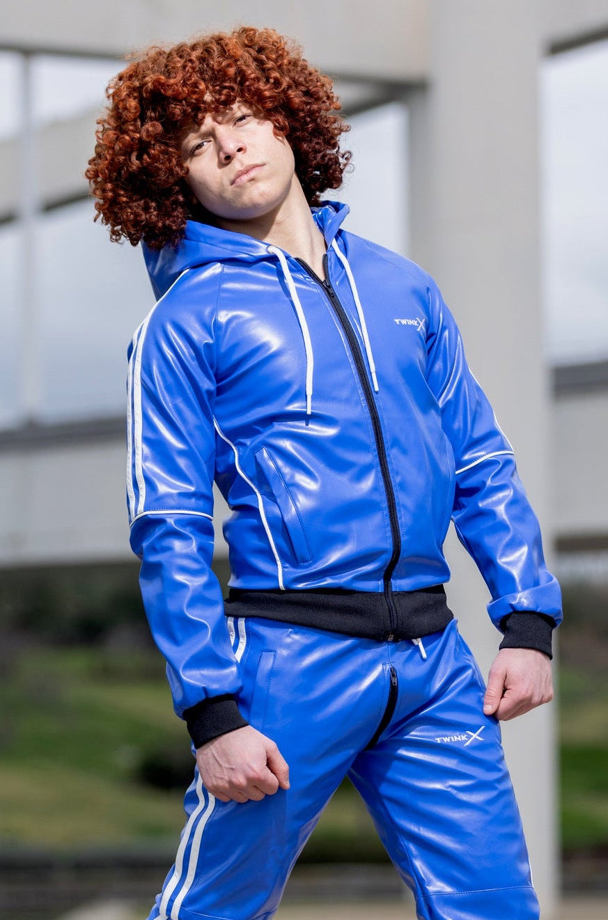 superhero jacket I blue/white I vegan leather