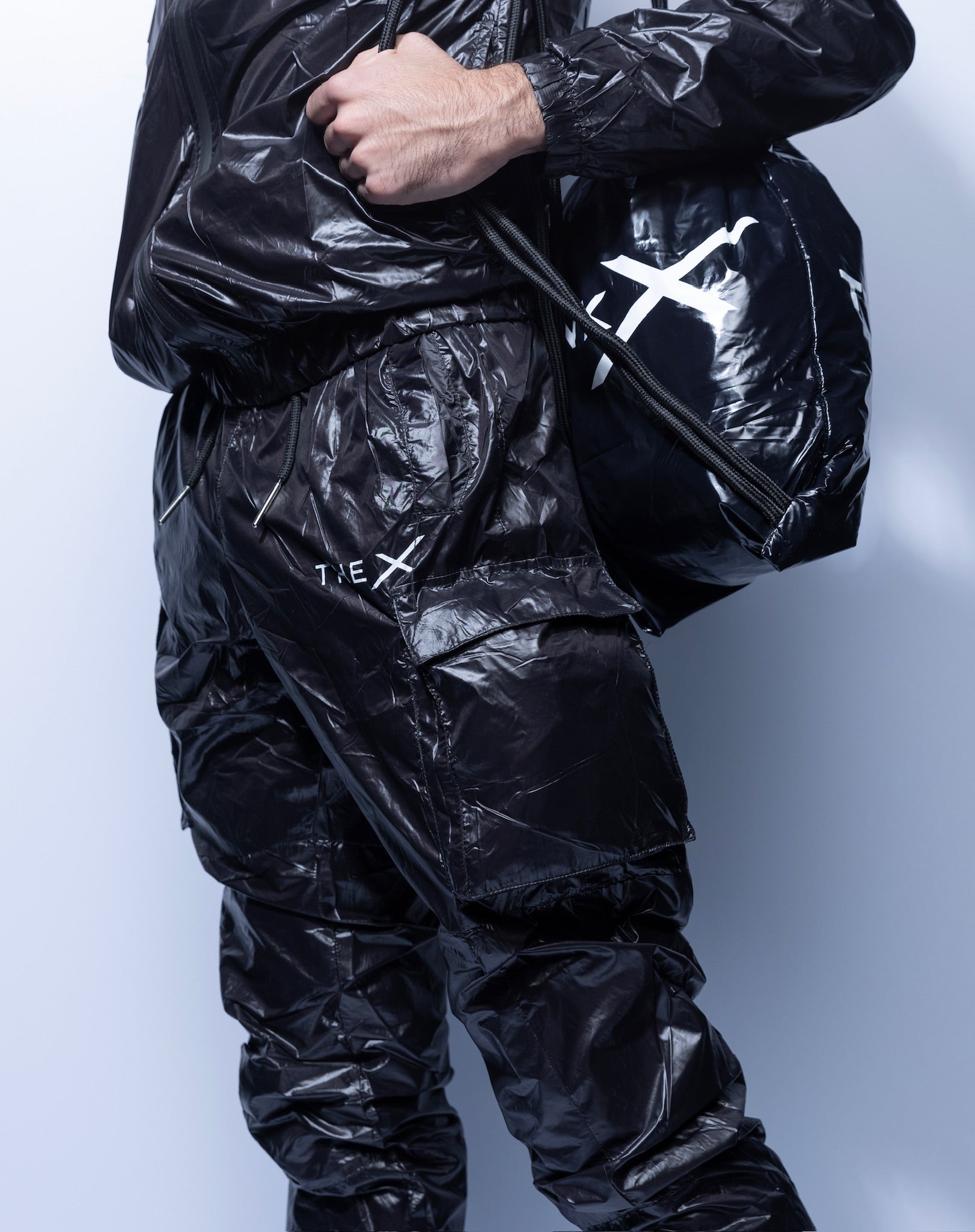 adonic pants I black shine I nylon