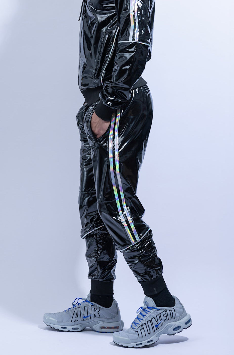 superhero pants I black/holographic I pvc