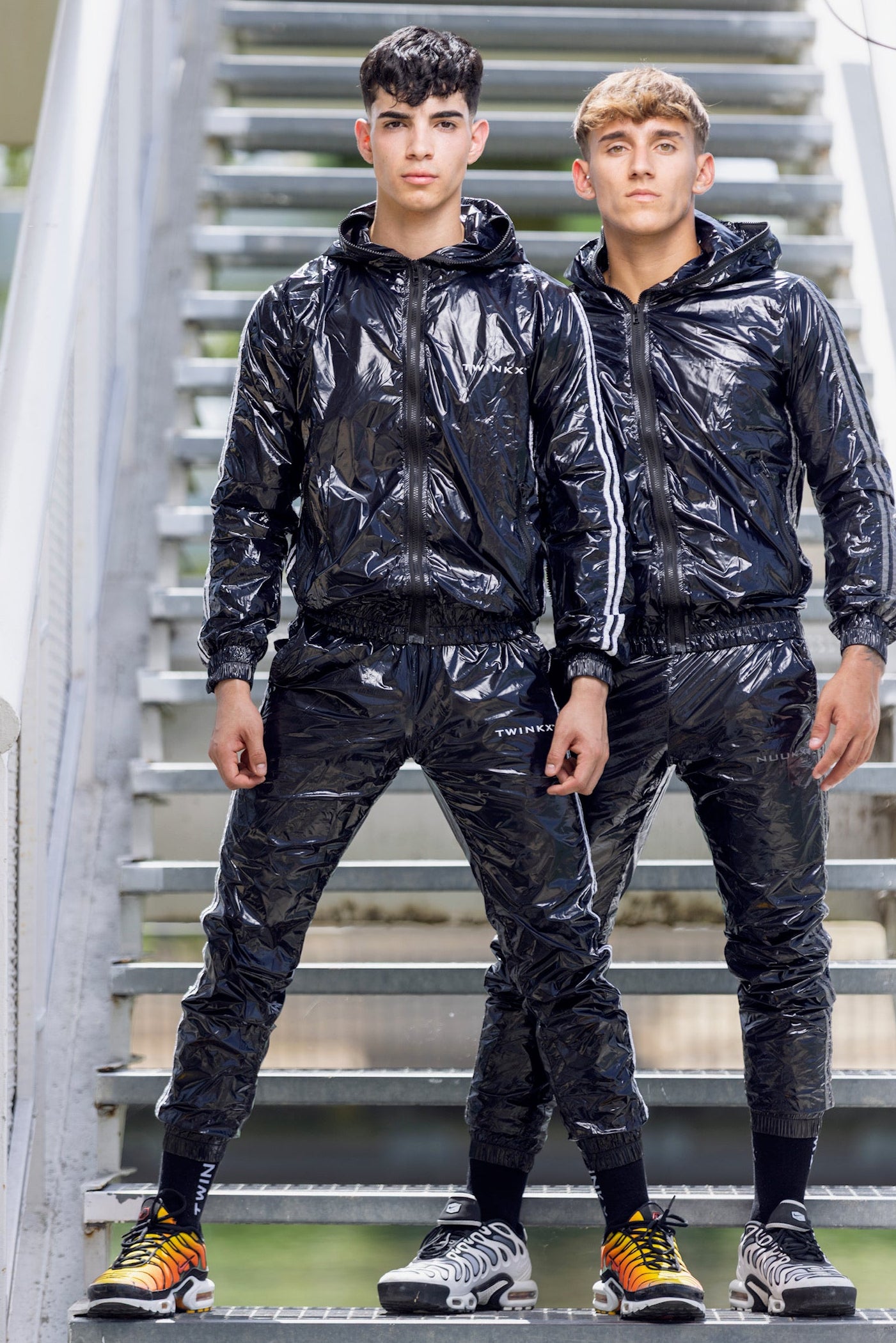 HERO Set Black White Nylon Pro – Shiny Athletic Tracksuit