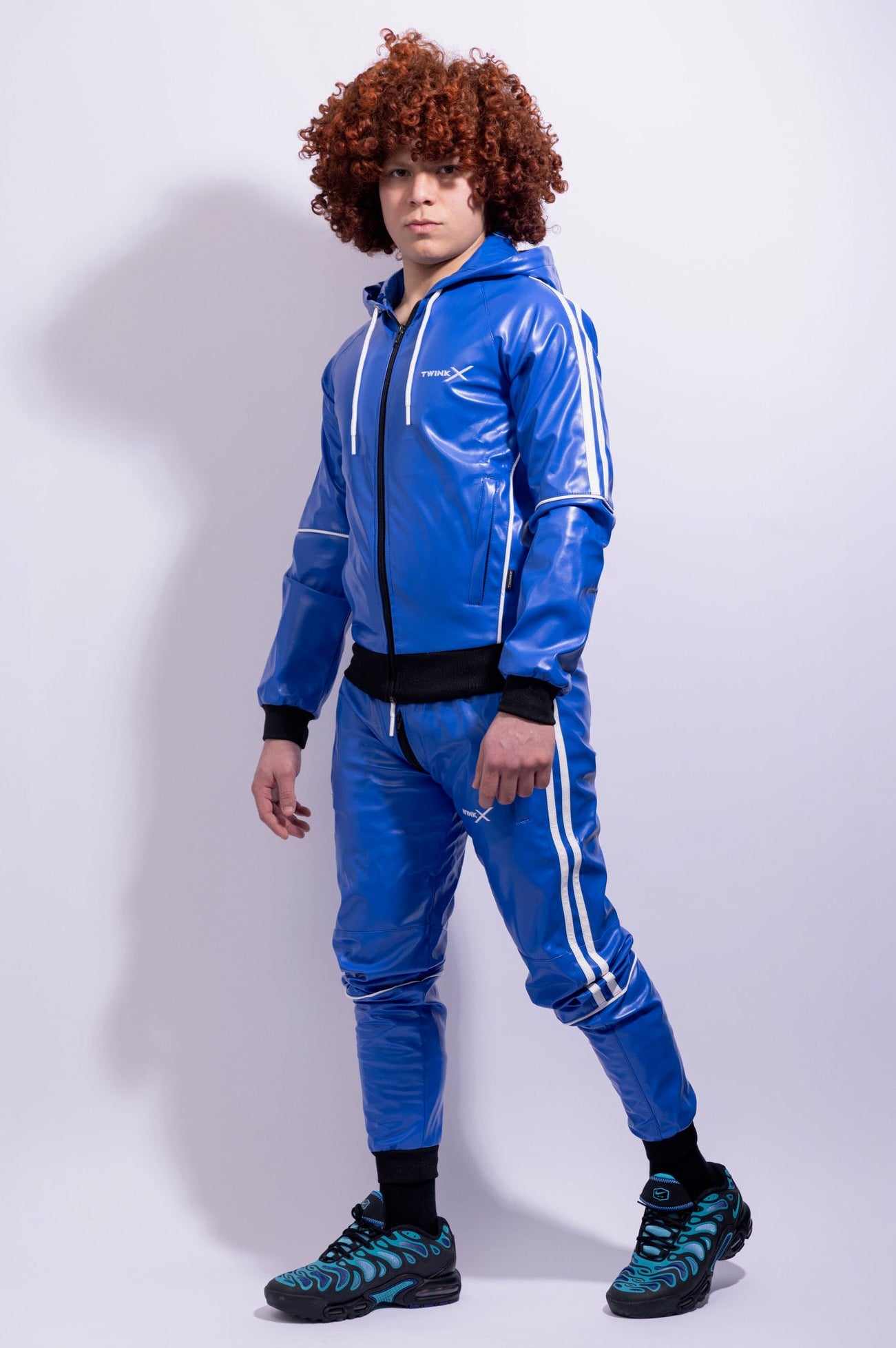 superhero pants I blue/white I vegan leather