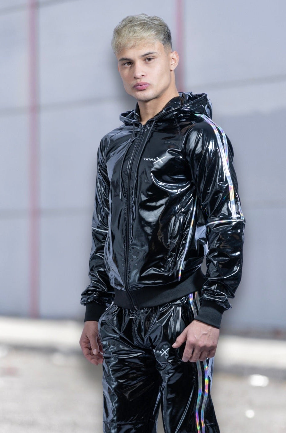 superhero jacket I black/holographic I pvc