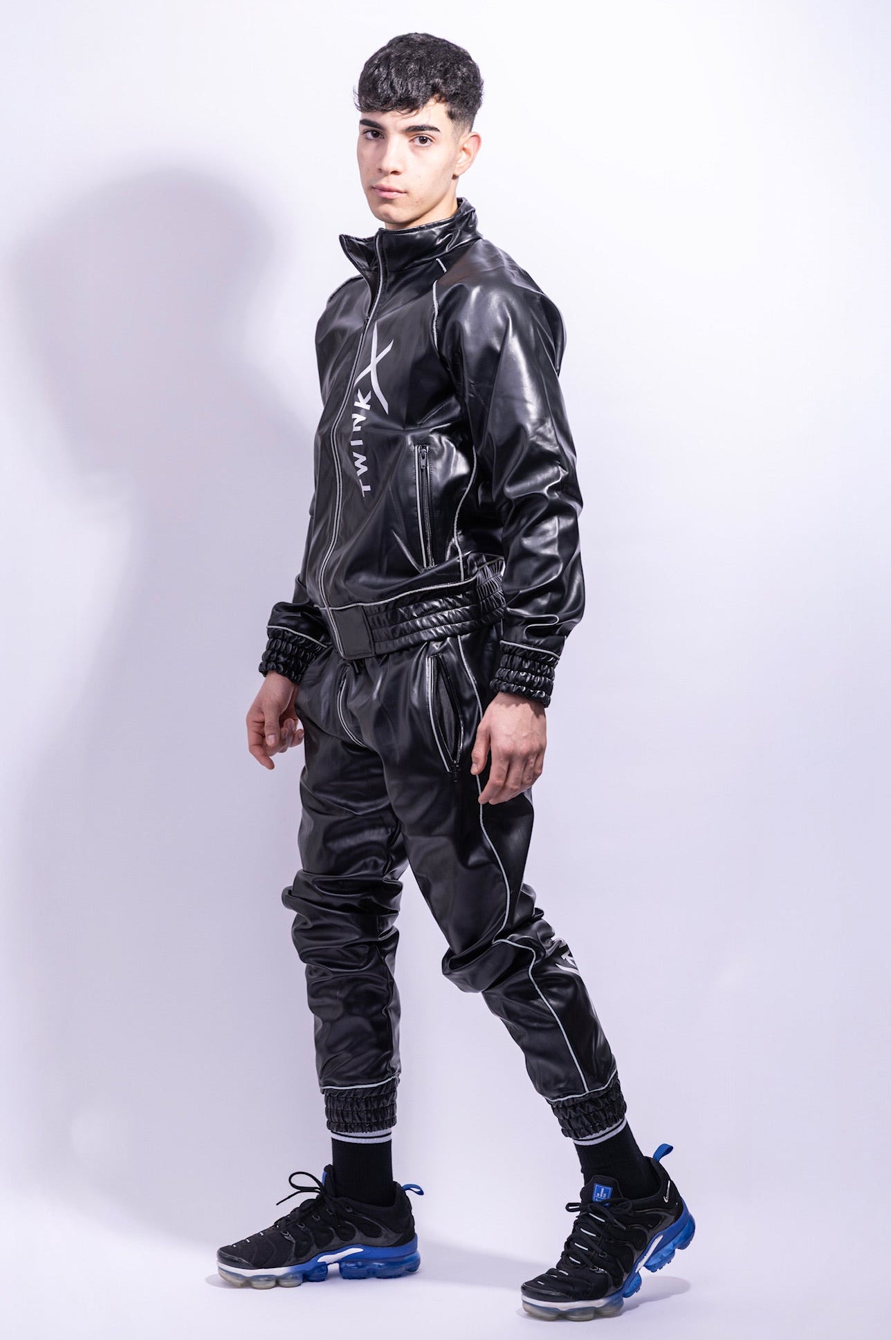 x frame pants I black/reflective I vegan leather