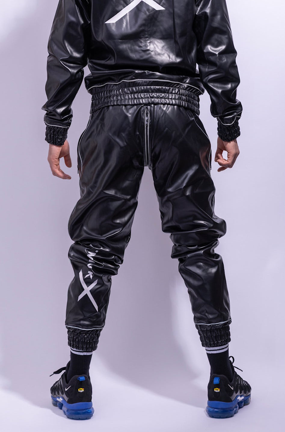 x frame pants I black/reflective I vegan leather