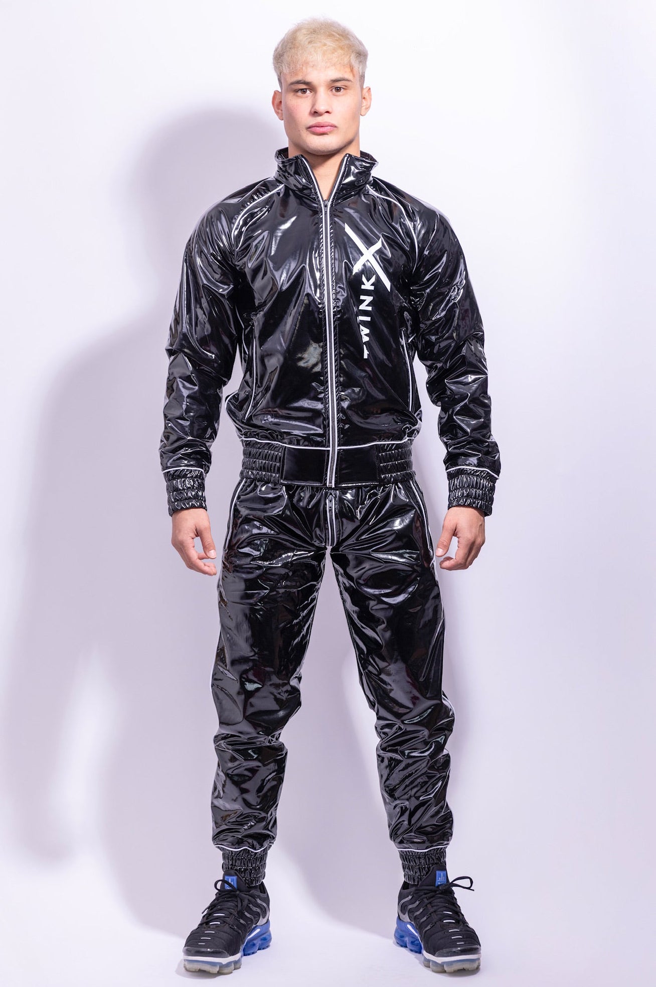 x frame pants I black/white I pvc