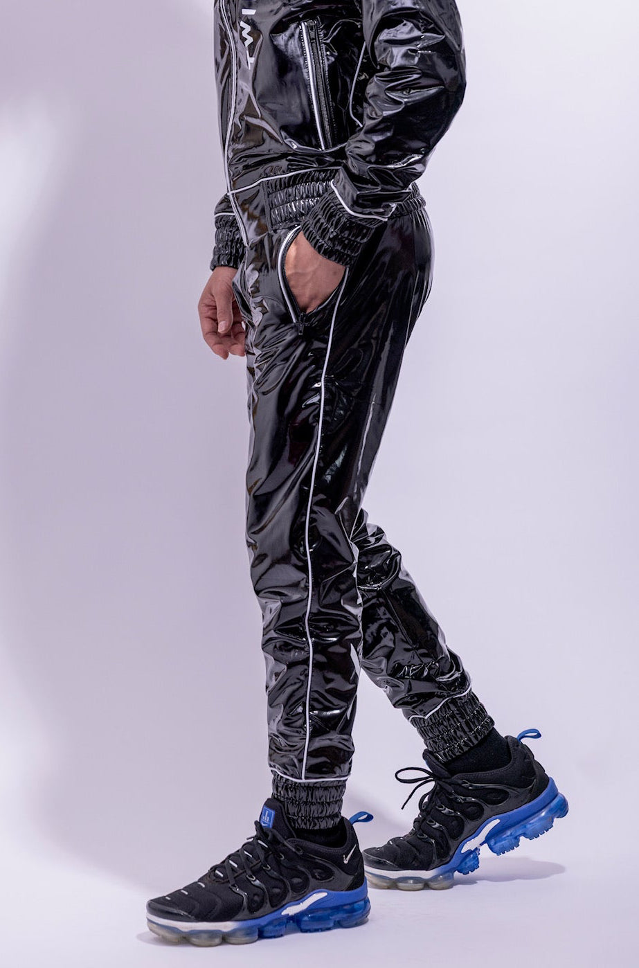 x frame pants I black/white I pvc