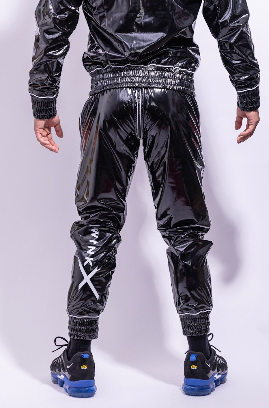 x frame pants I black/white I pvc