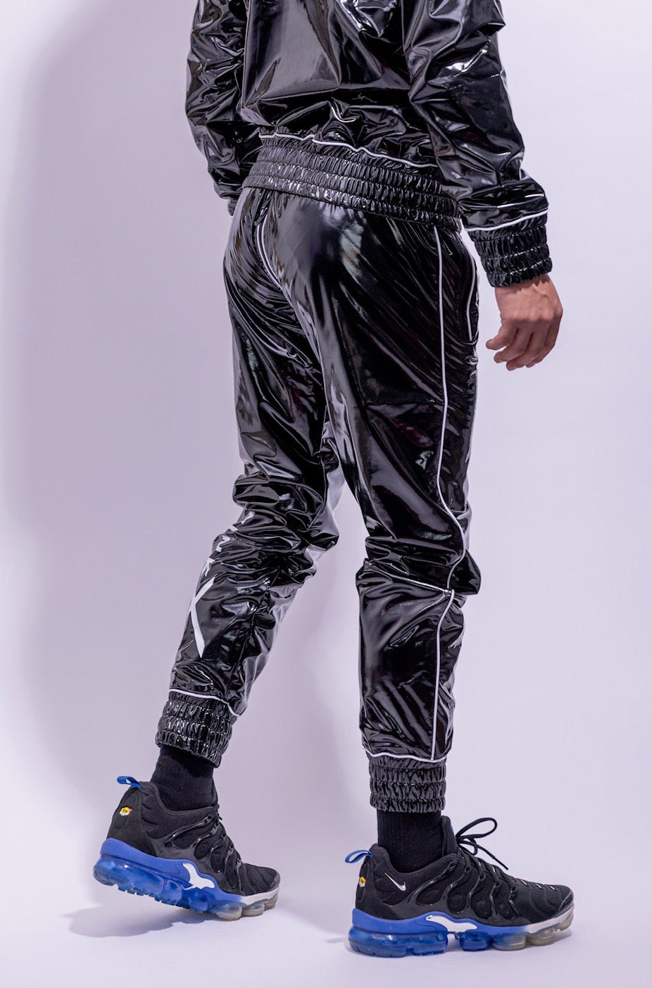 x frame pants I black/white I pvc
