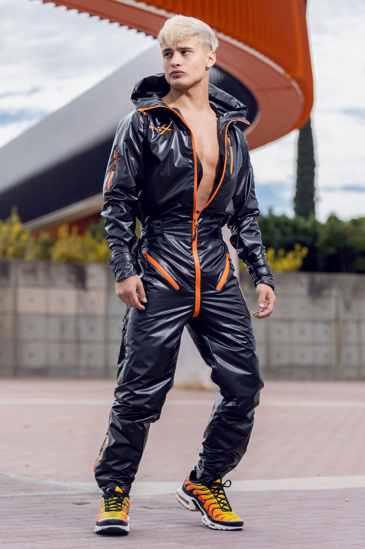 come.x.play fullsuit I iced black/neon orange I nylon pro