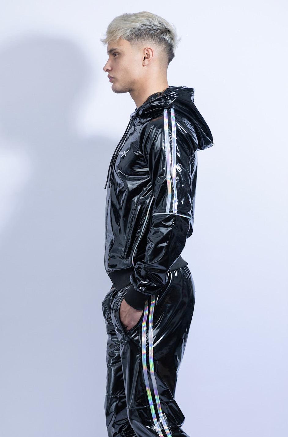 superhero jacket I black/holographic I pvc