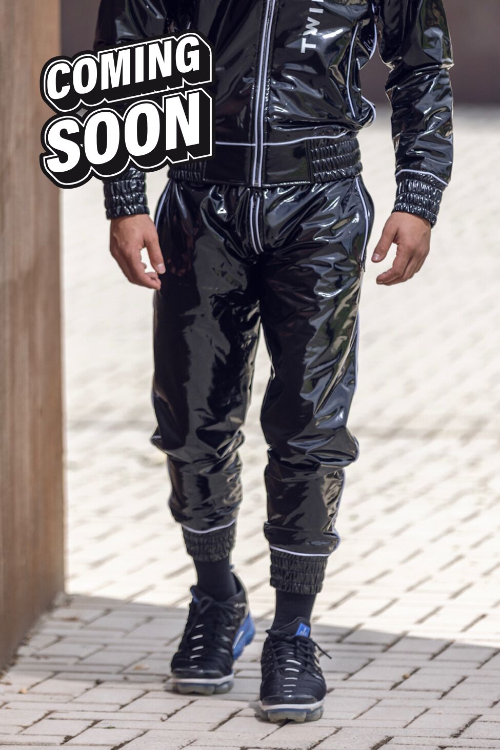 x frame pants I black/white I pvc