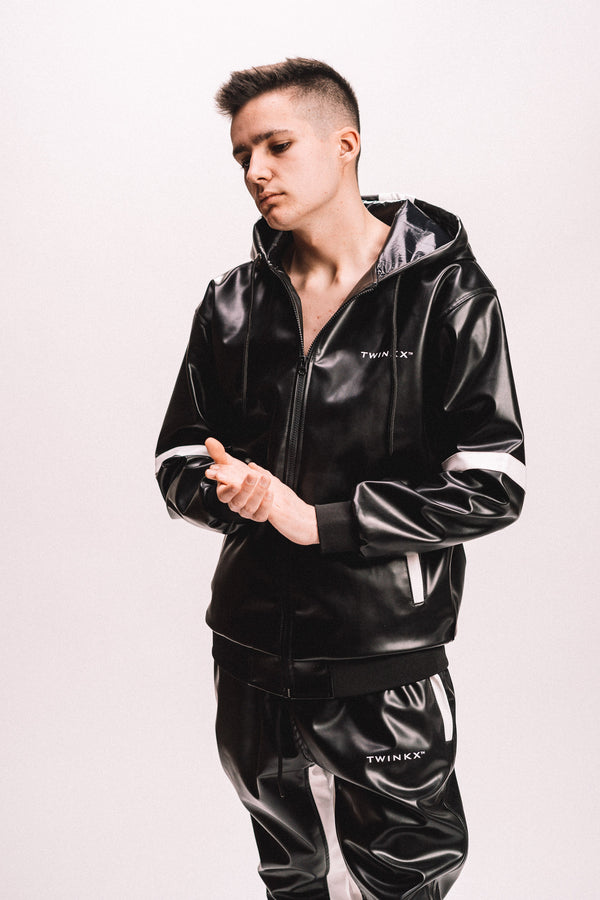 datingstar jacket I black/white I vegan leather