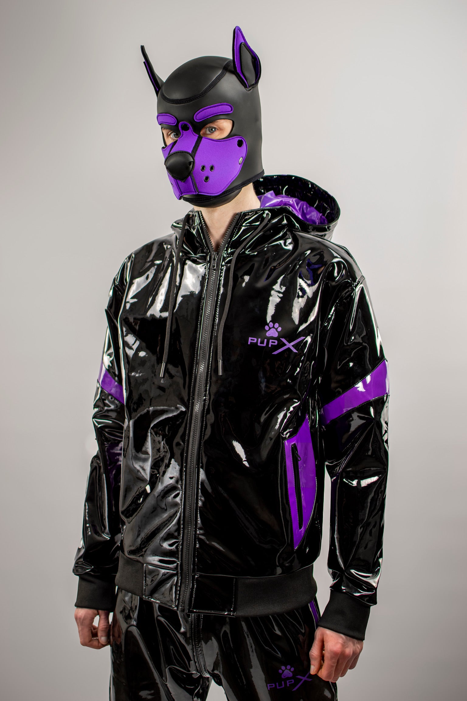 BARK JACKET BLACK PURPLE PVC PRO | TWINK X PUP GEAR