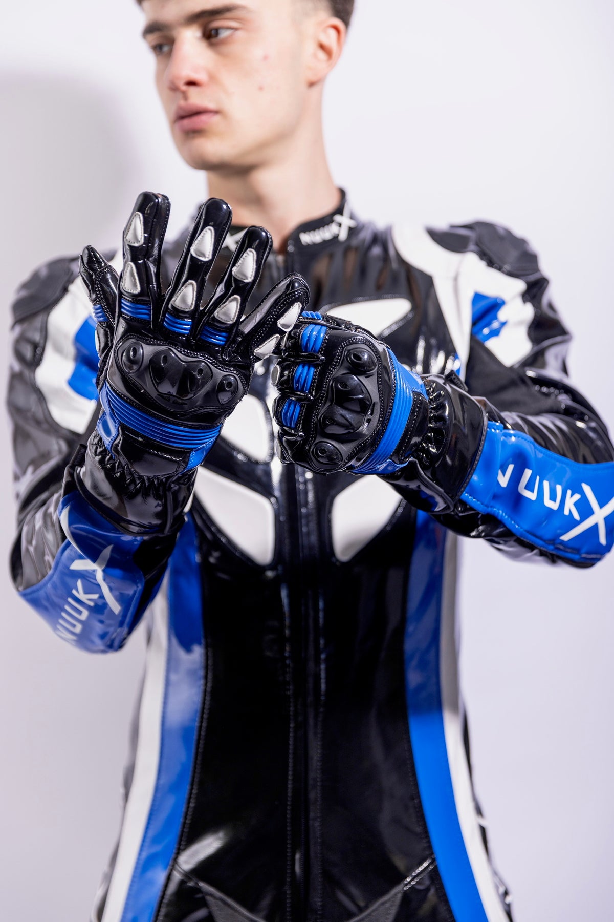dominium racing gloves I black/blue I pvc pro+