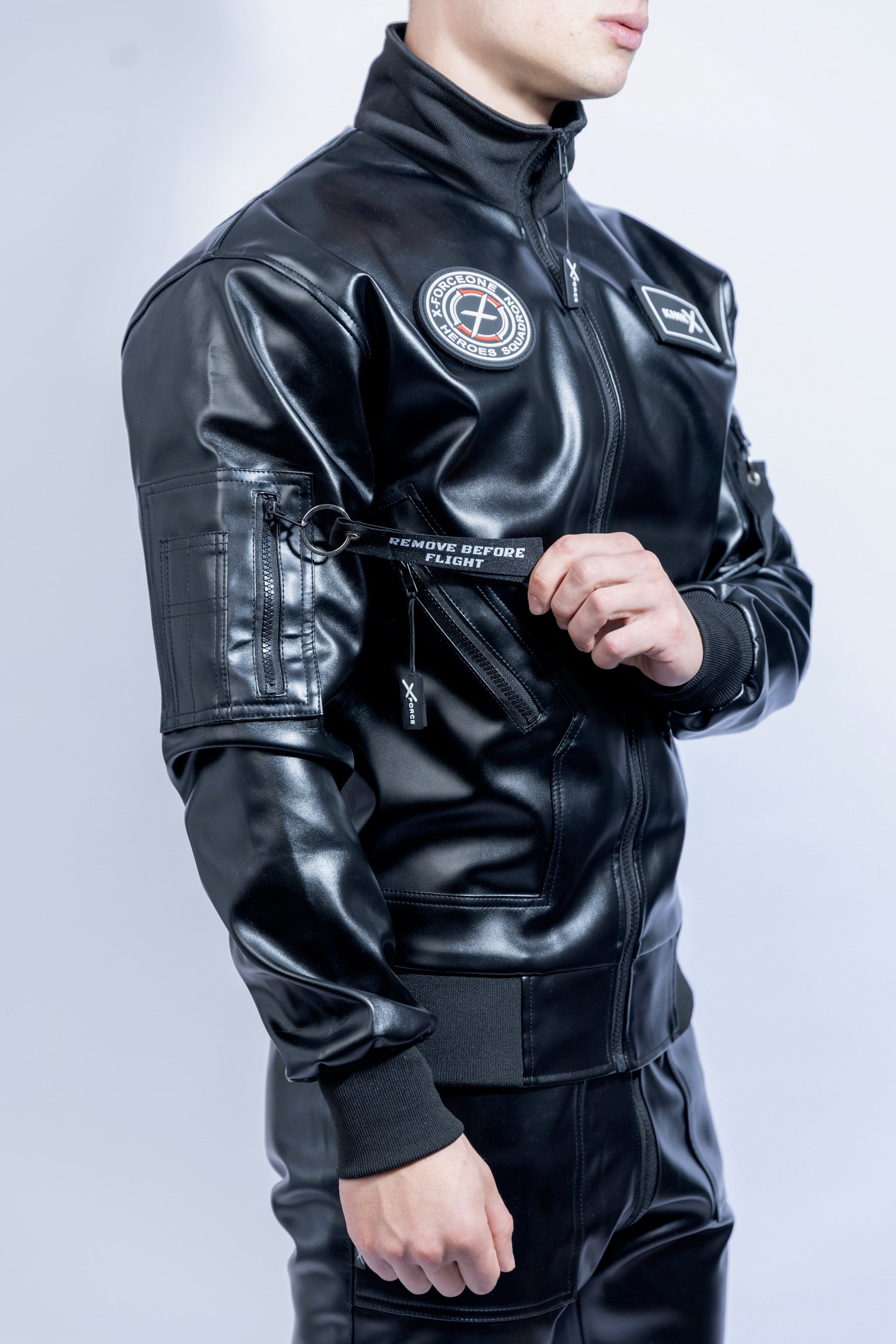 x-force pilot jacket I black I vegan leather