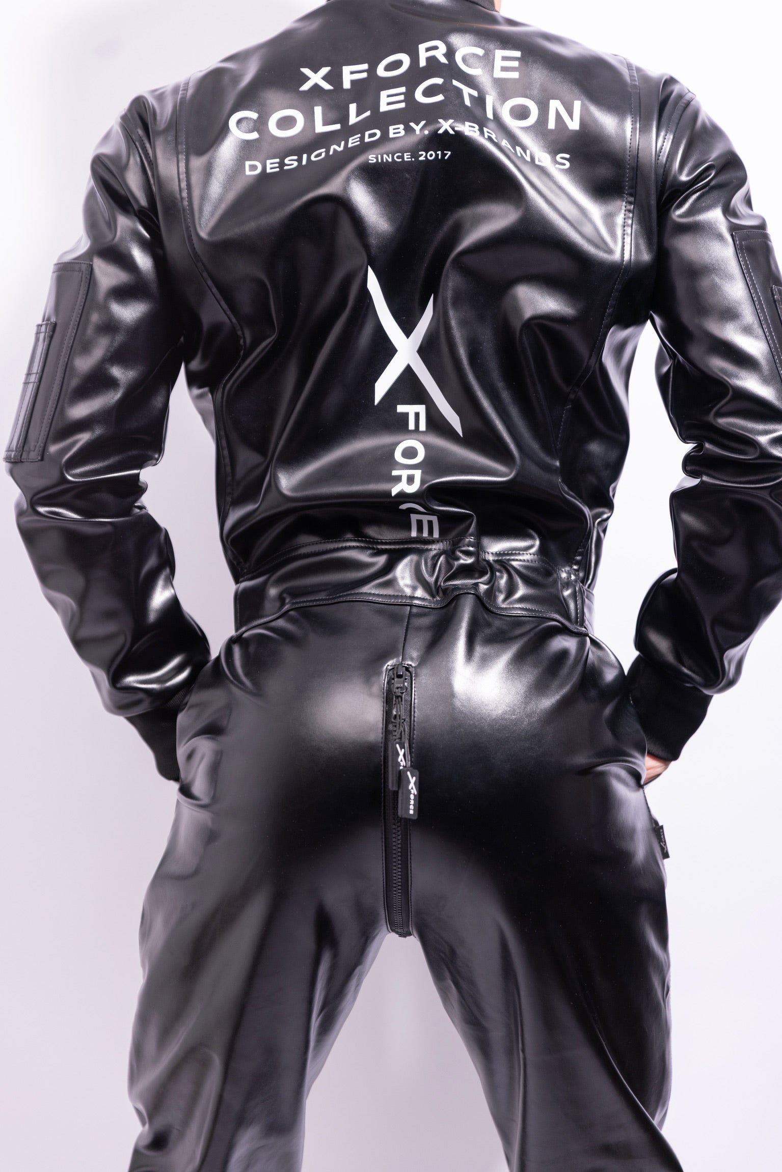 X-FORCE Flight Suit Black – Vegan Leather Pilot One-Piece