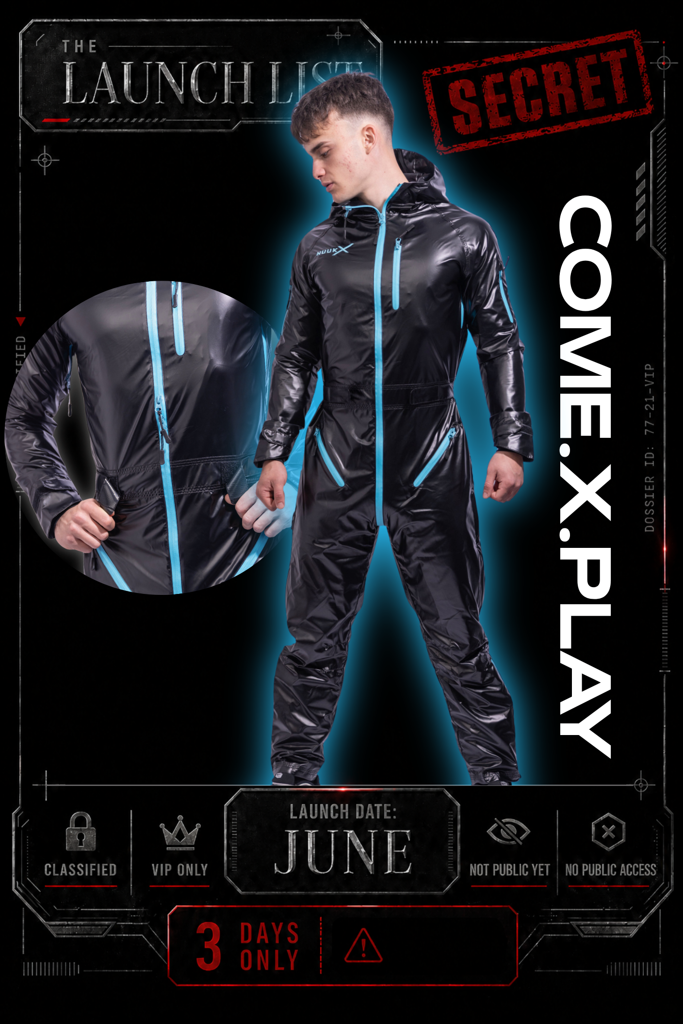 come.x.play fullsuit I iced black/neon blue I nylon pro