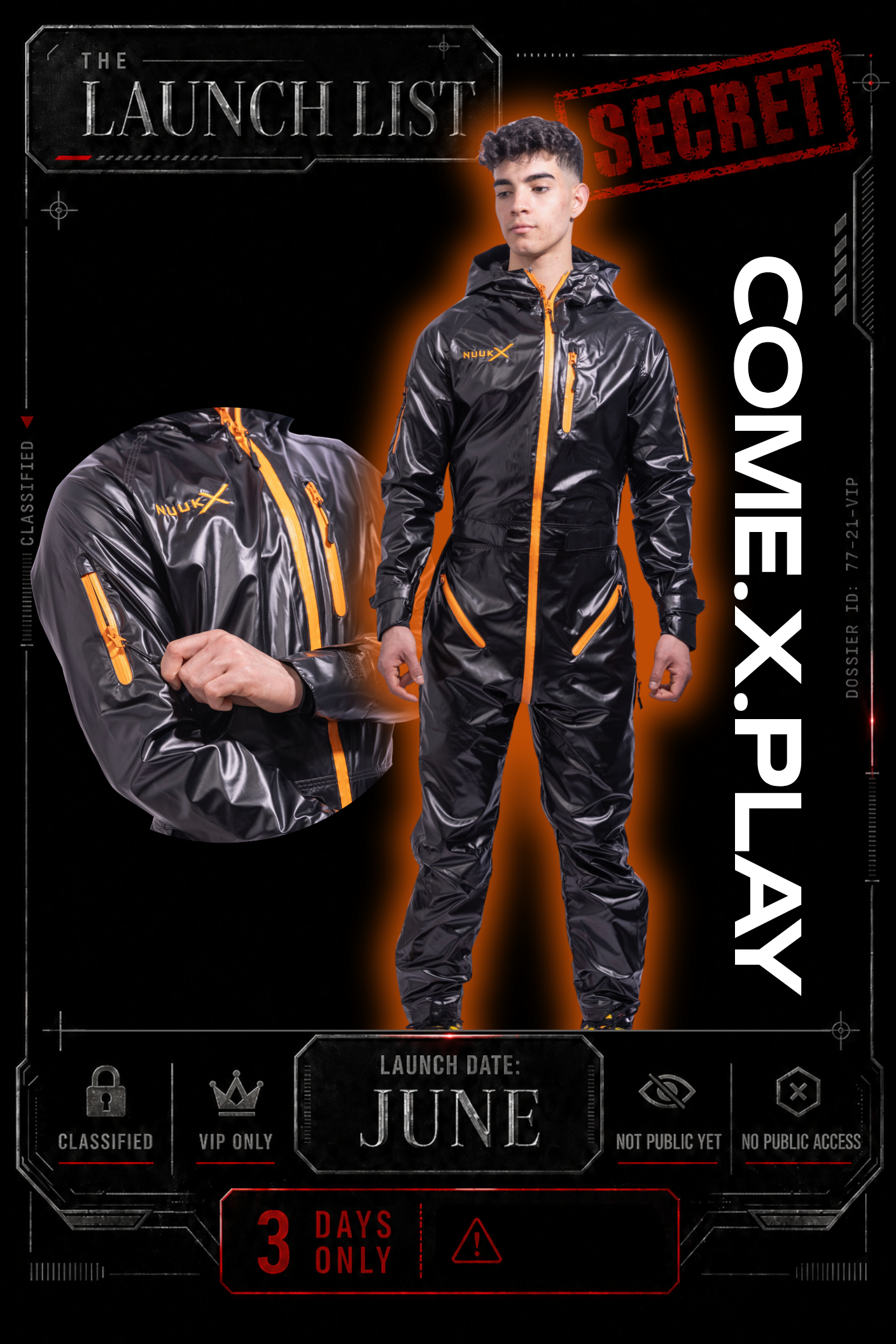 come.x.play fullsuit I iced black/neon orange I nylon pro