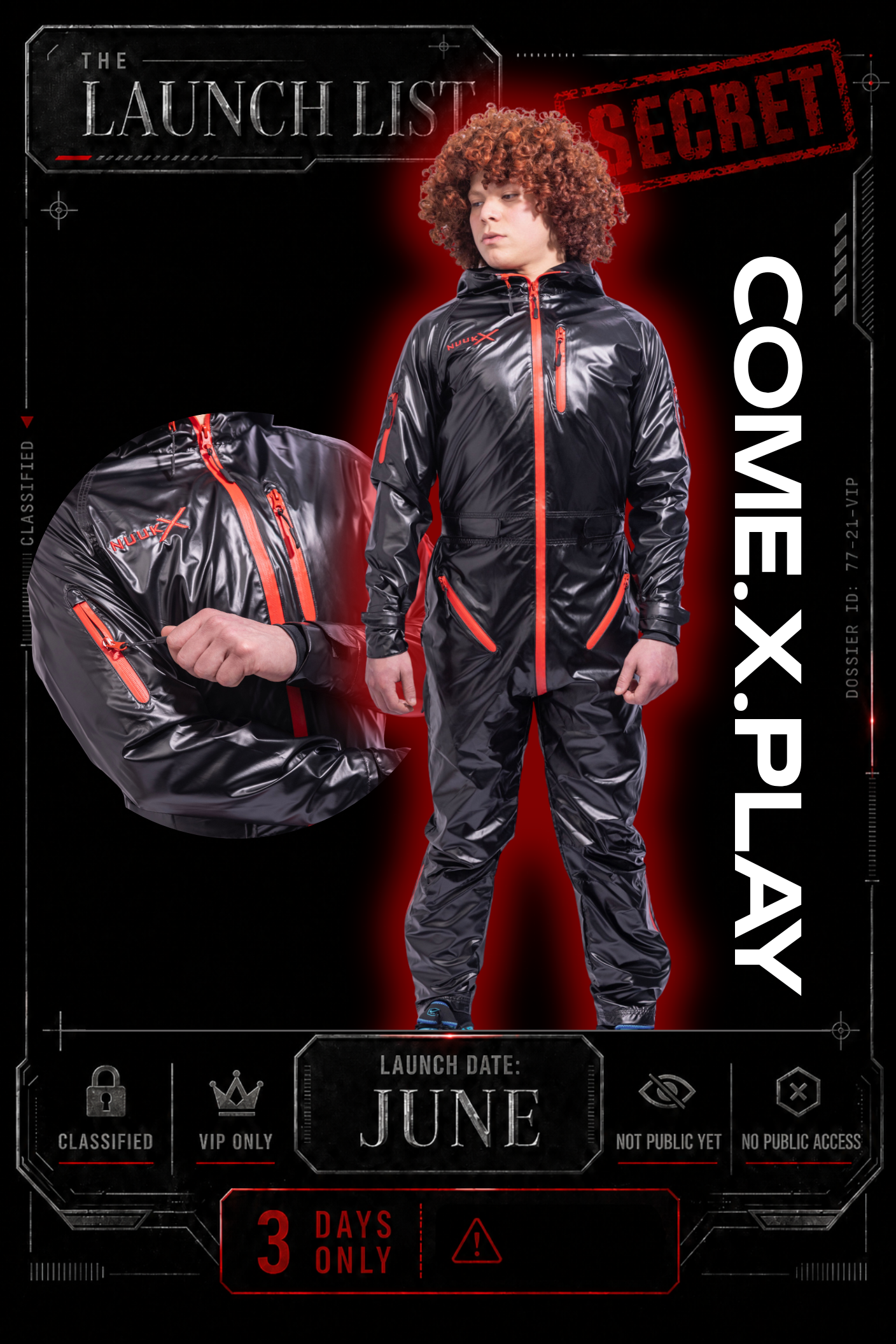 come.x.play fullsuit I iced black/red I nylon pro