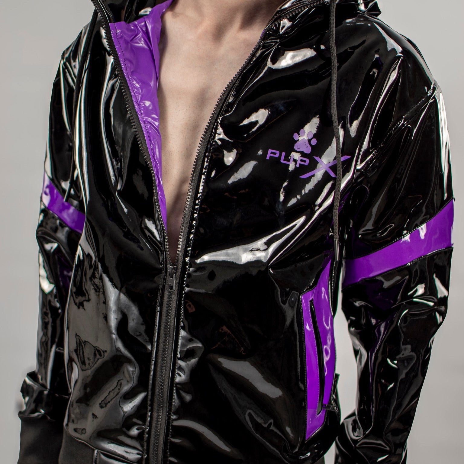 BARK JACKET BLACK PURPLE PVC PRO | TWINK X PUP GEAR