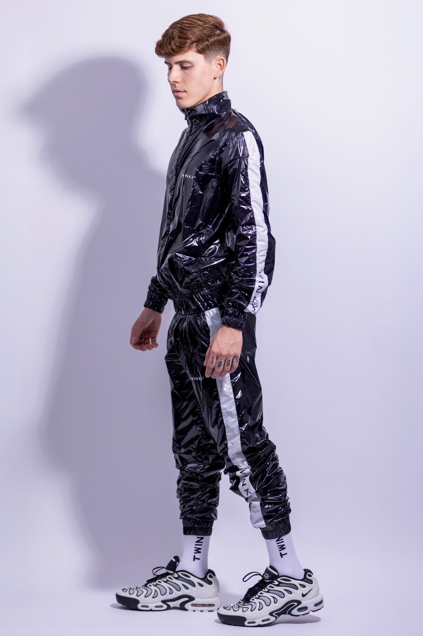 COME.X.PLAY FULLSUIT – ICED BLACK / NEON BLUE NYLON PRO | KINK X