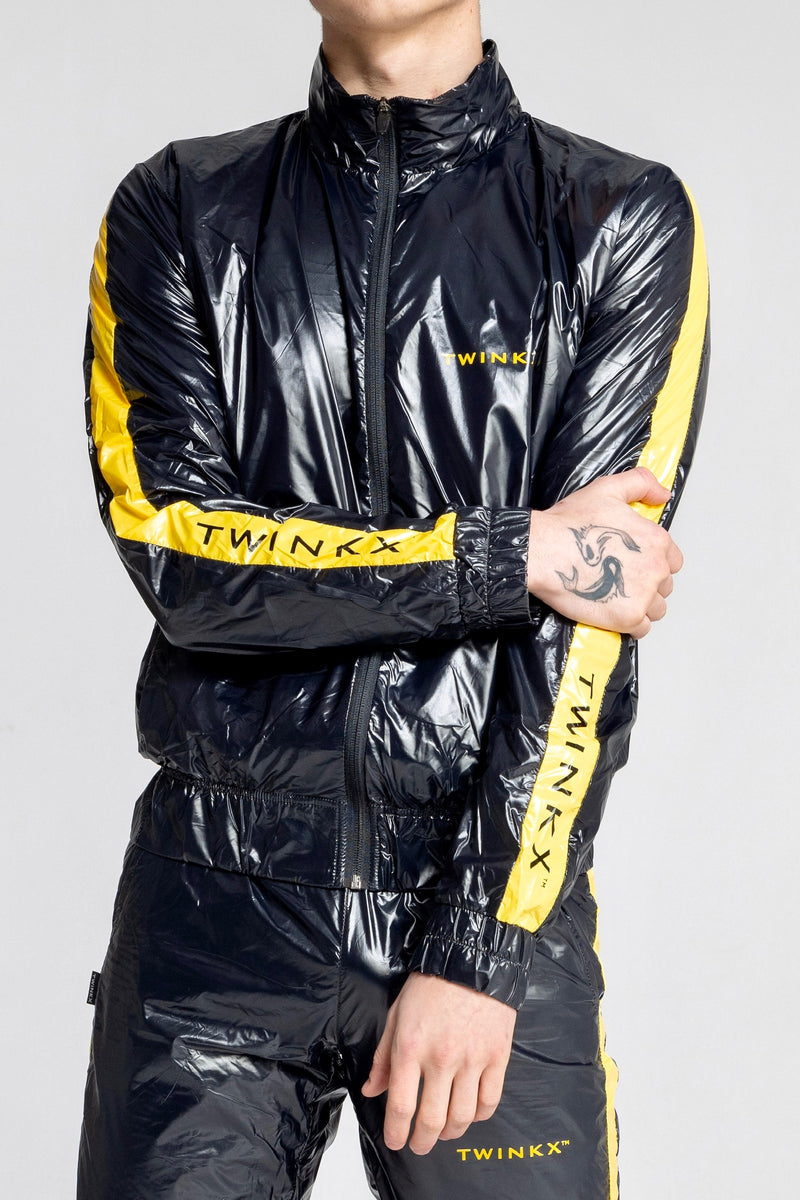 jacket "midnight black/yellow nylon"