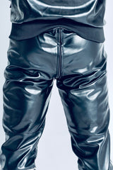 pants "superhero black/white vegan leather"