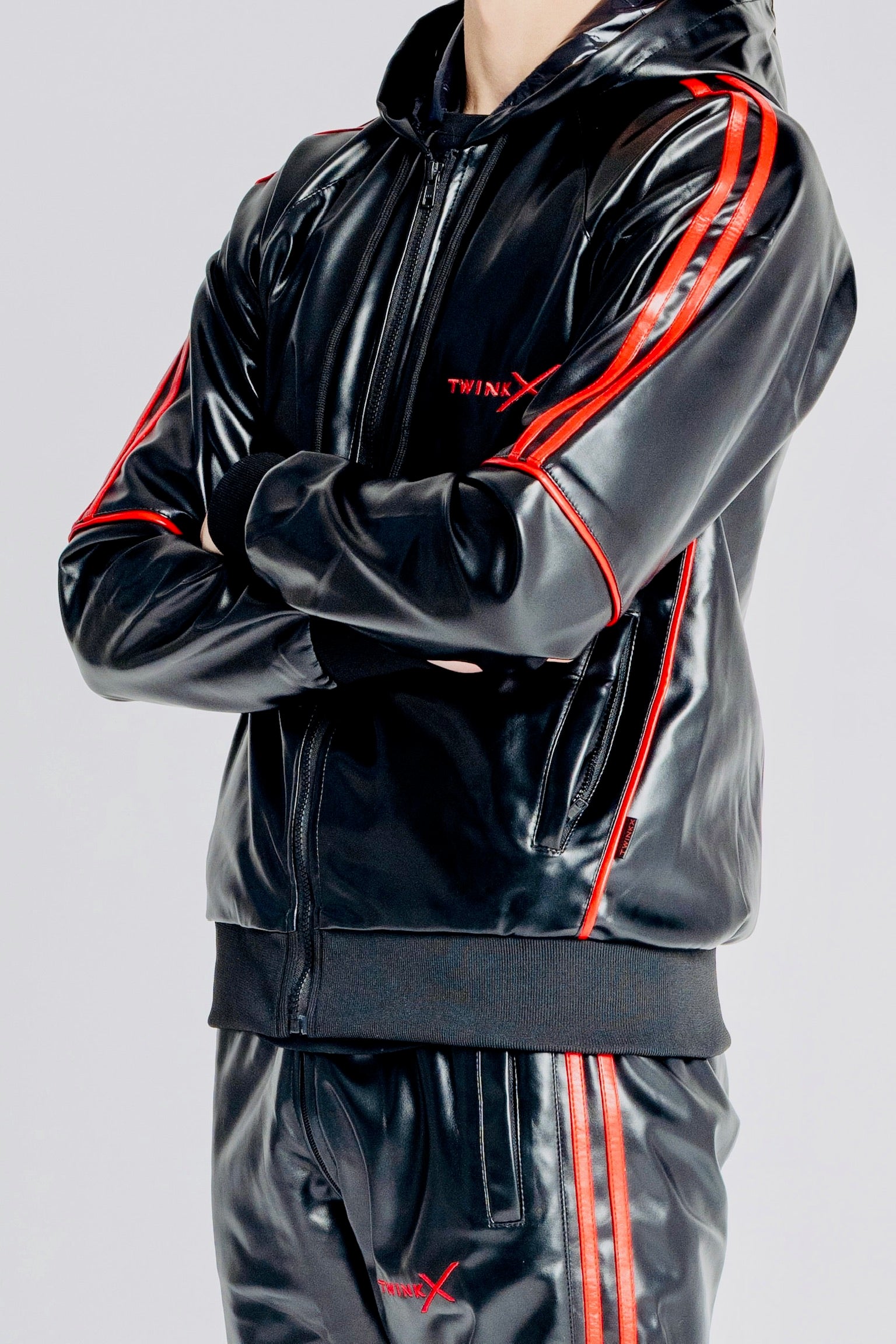 superhero jacket I black/red I vegan leather