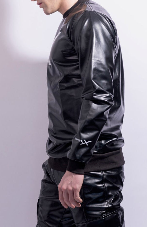 Adonis Pullover Black Vegan Leather – Oversized X Statement Top