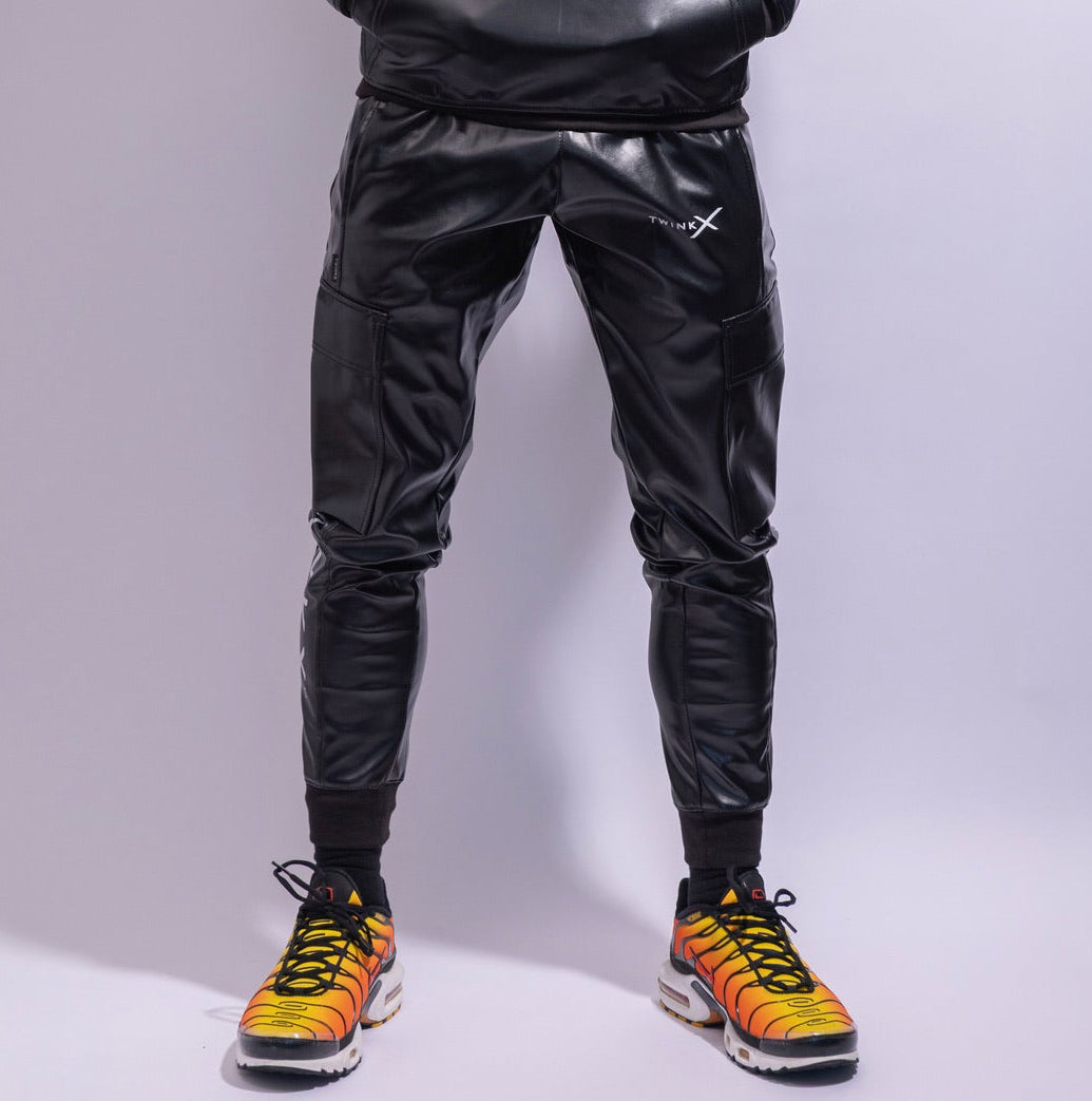 Adonis Pants Black Vegan Leather – Slim Fit Statement Pants