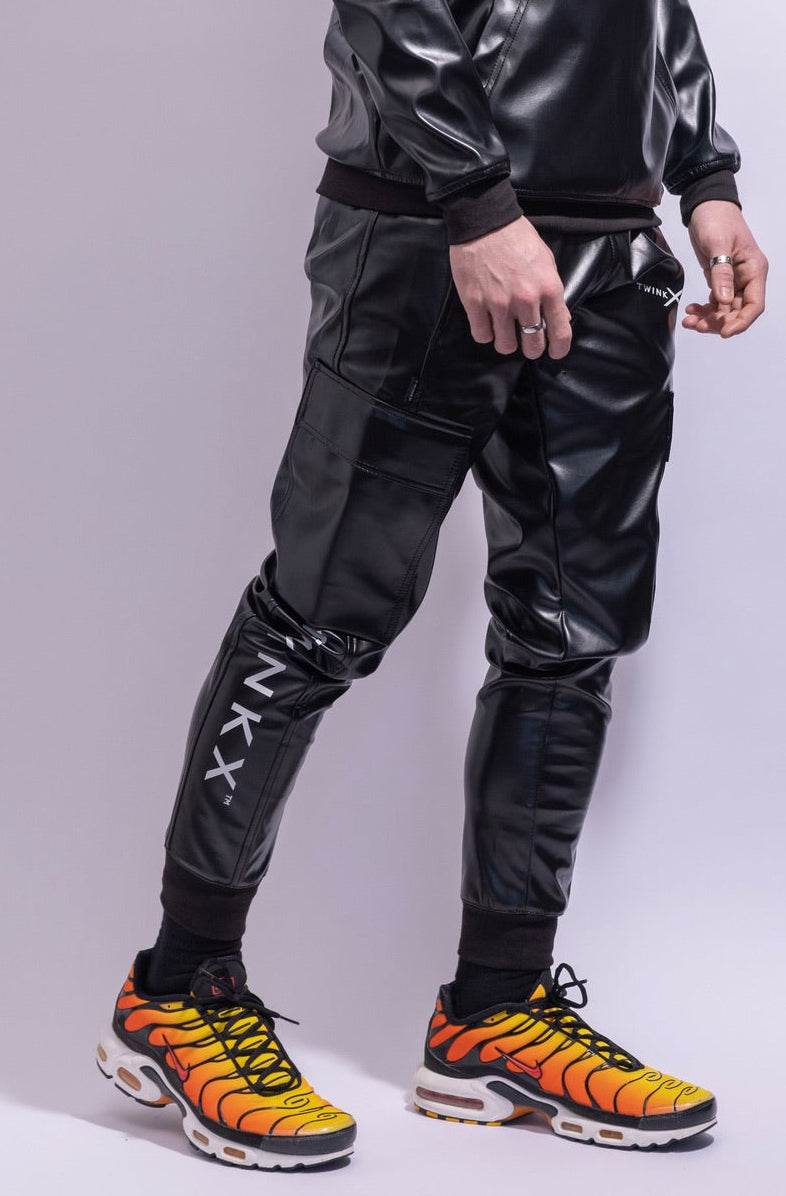 Adonis Pants Black Vegan Leather – Slim Fit Statement Pants