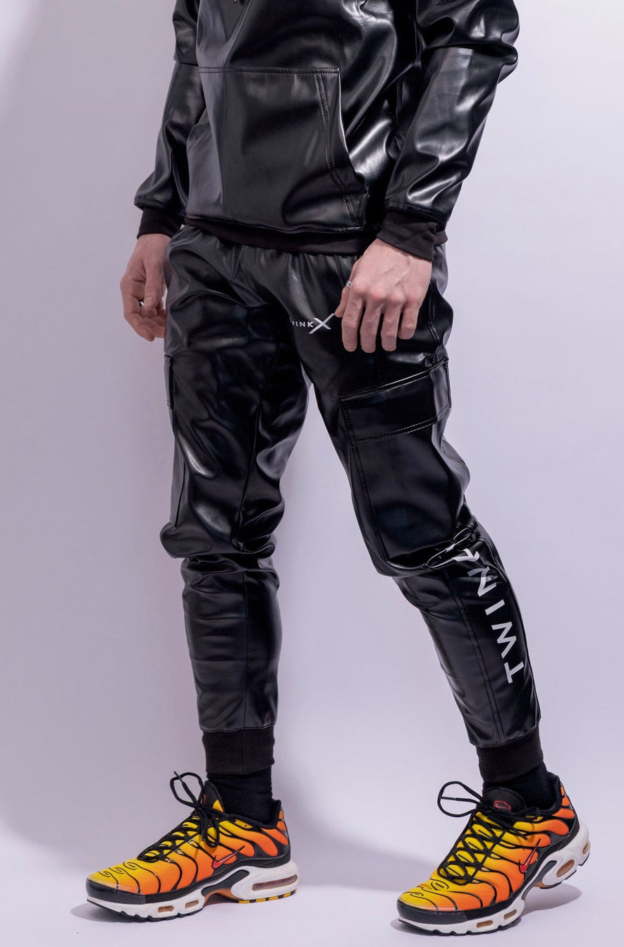Adonis Pants Black Vegan Leather – Slim Fit Statement Pants