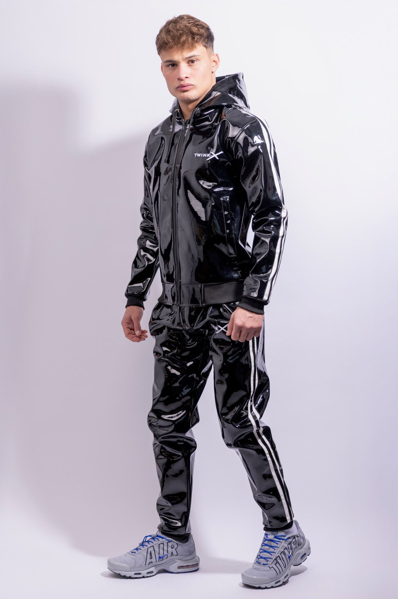 HEROIC X Jacket Black/White PVC Pro – Embedded Stripes & Slim Fit