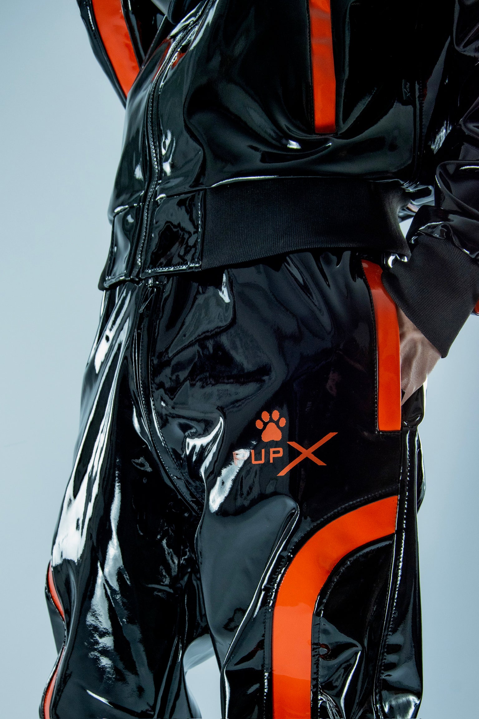 nuzzle pants I black/neon orange I pvc pro