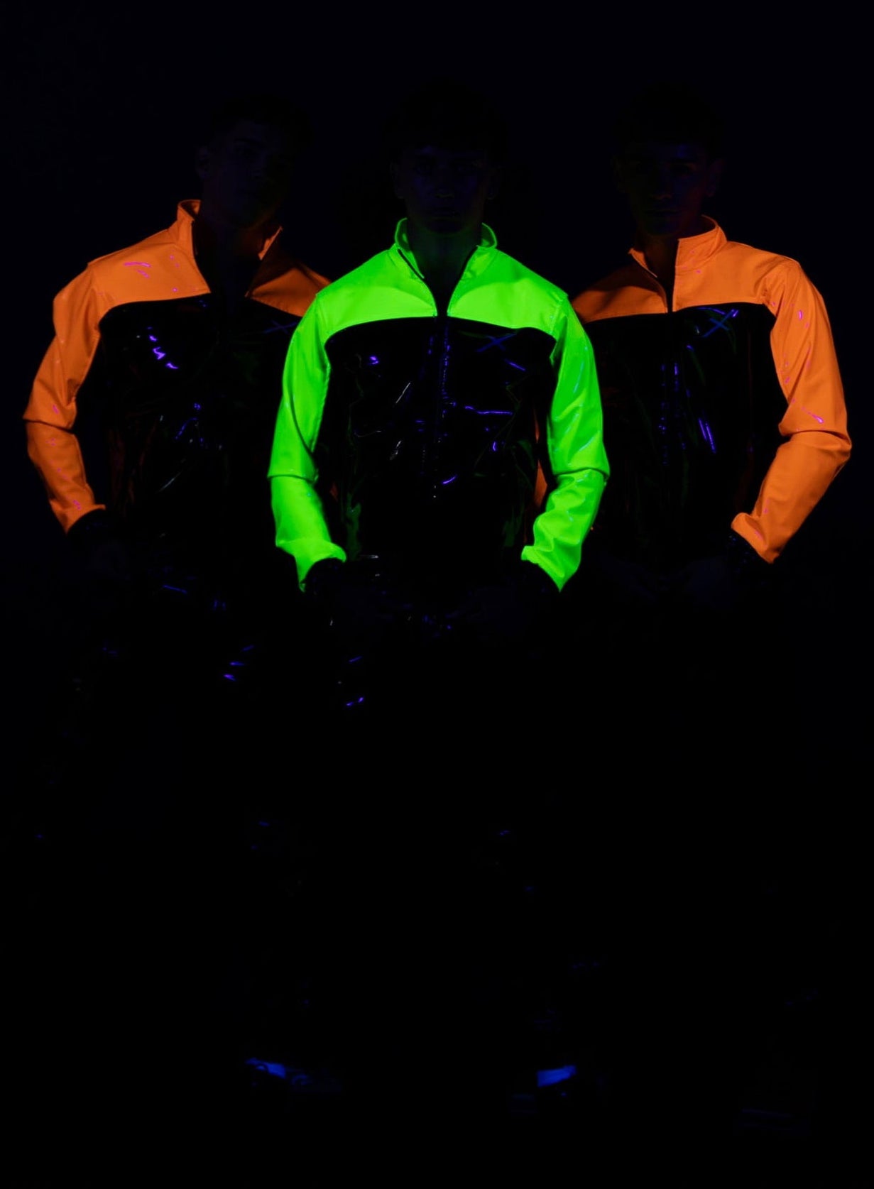 PHOENIX Set Black/Orange PVC PRO – Glossy Neon Tracksuit