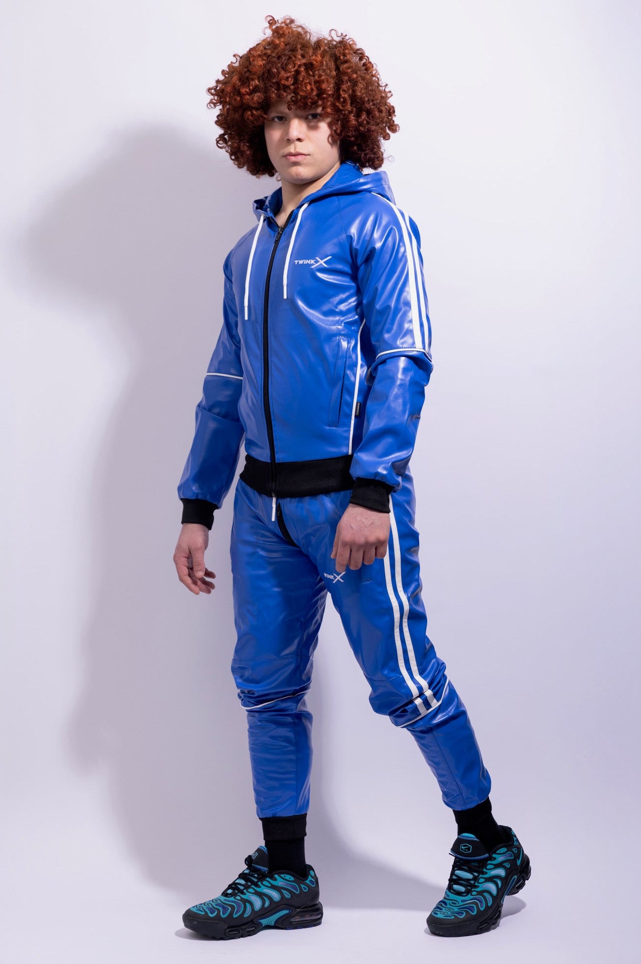 superhero jacket I blue/white I vegan leather