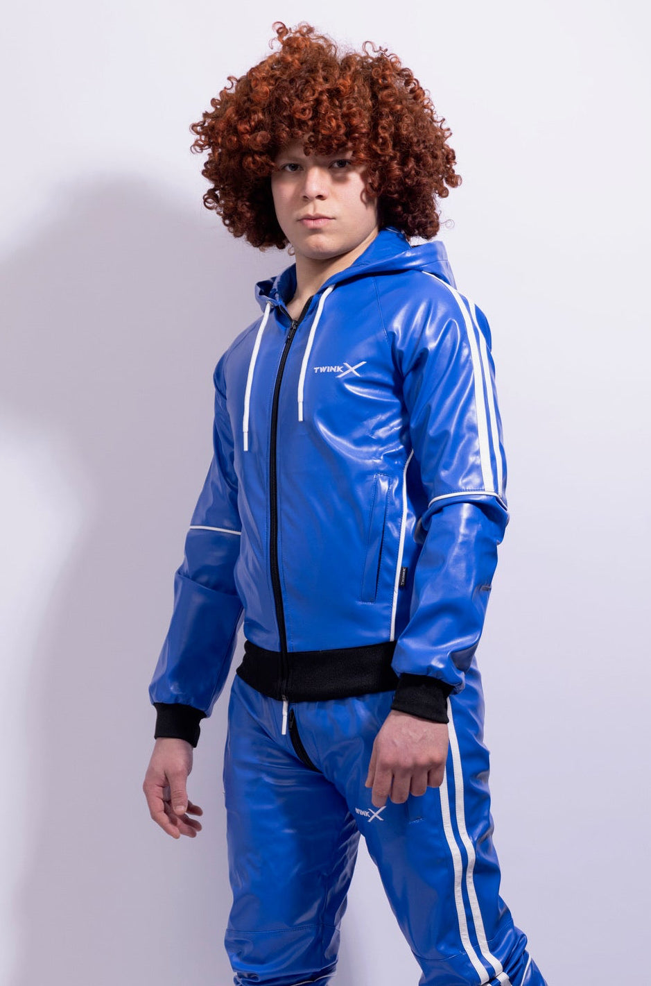 superhero jacket I blue/white I vegan leather