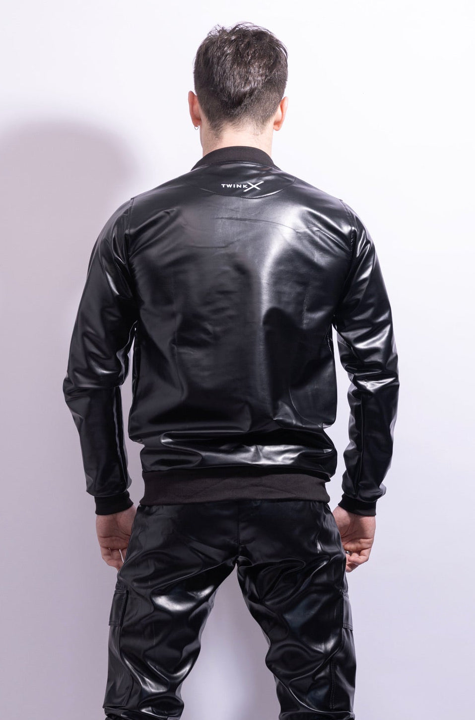 Adonis Hoodie Black Vegan Leather – Structured Statement Hoodie