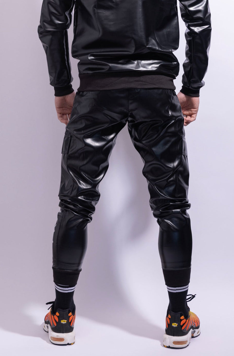 Adonis Pants Black Vegan Leather – Slim Fit Statement Pants
