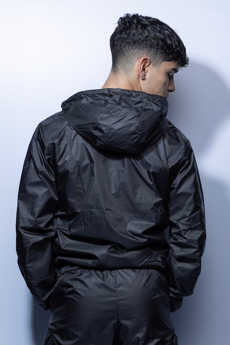 ADONIC Jacket Soft Black NYLON | Matte Hooded Streetwear by THE X
