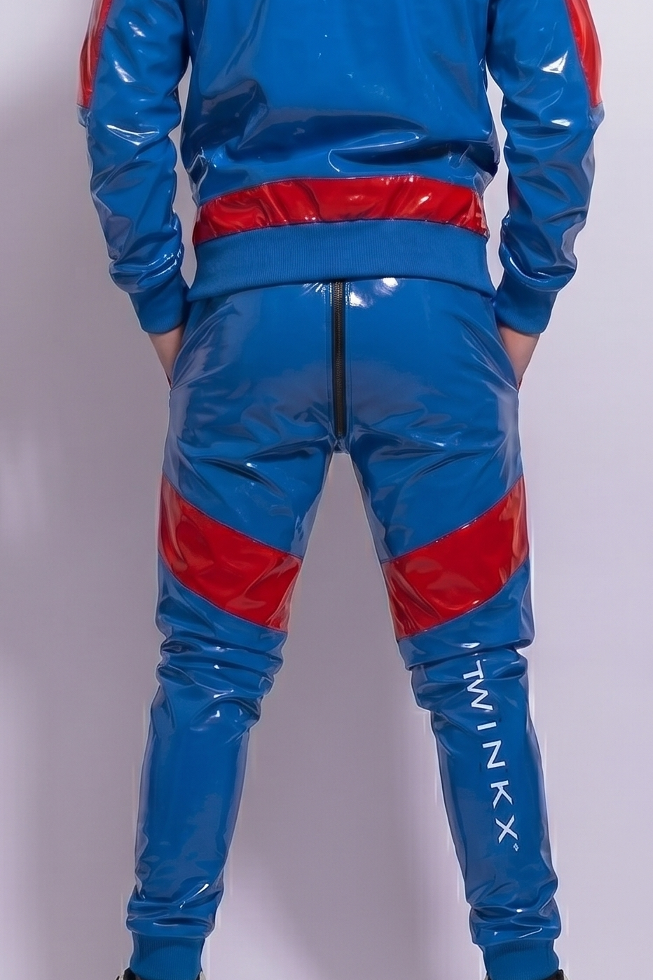 DATEMATE Set Blue Red PVC PRO – Full Gloss Outfit with 3 Way Zip