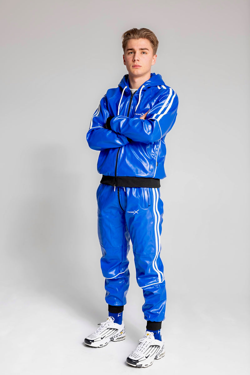 superhero jacket I blue/white I vegan leather
