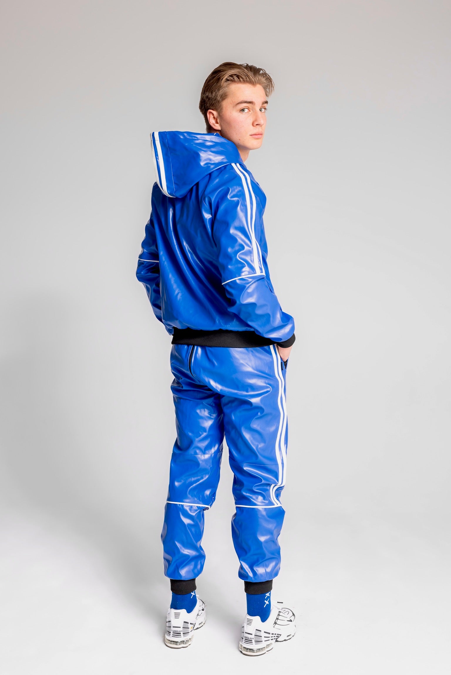 superhero jacket I blue/white I vegan leather