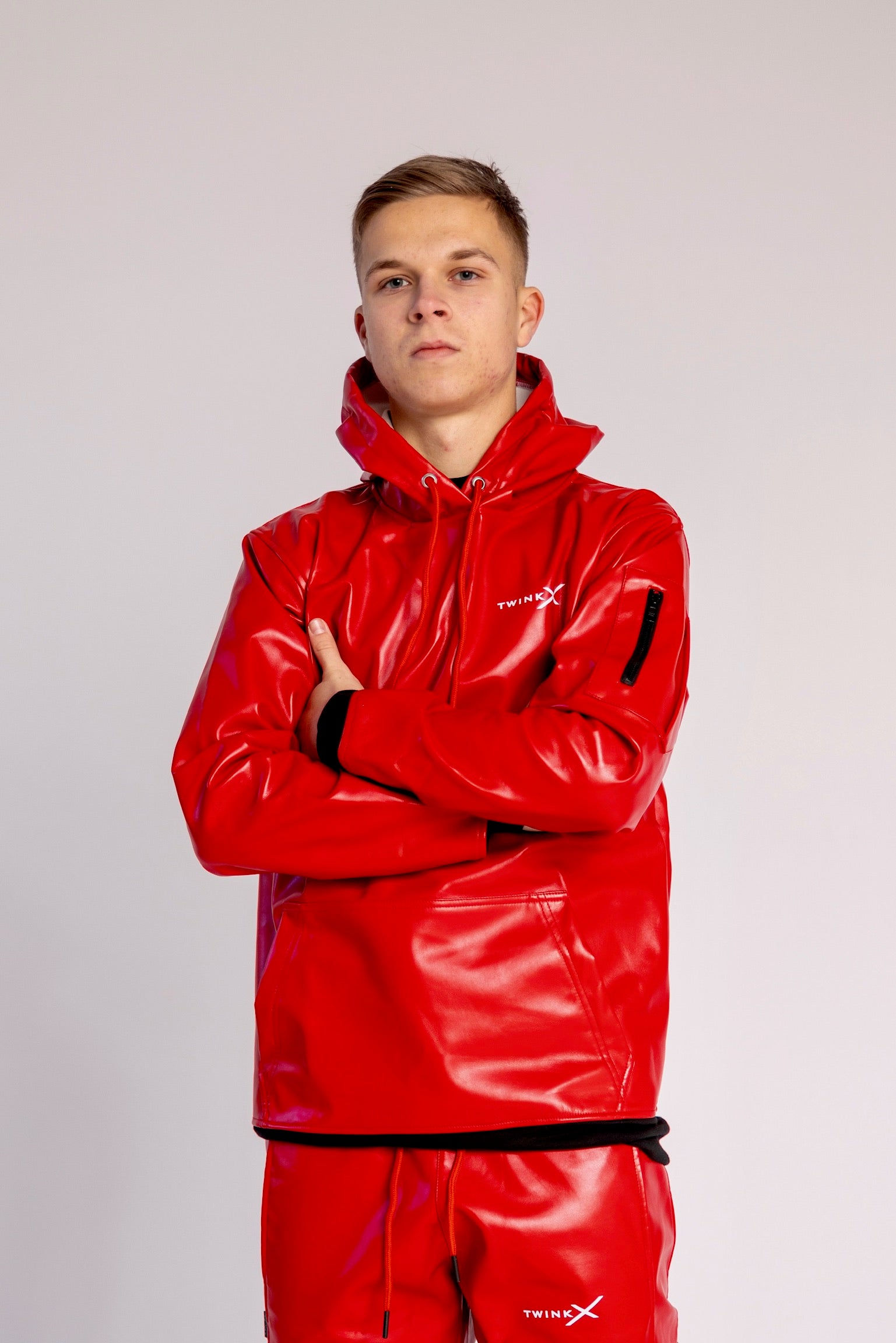 hoodie "adonis x fire red vegan leather"