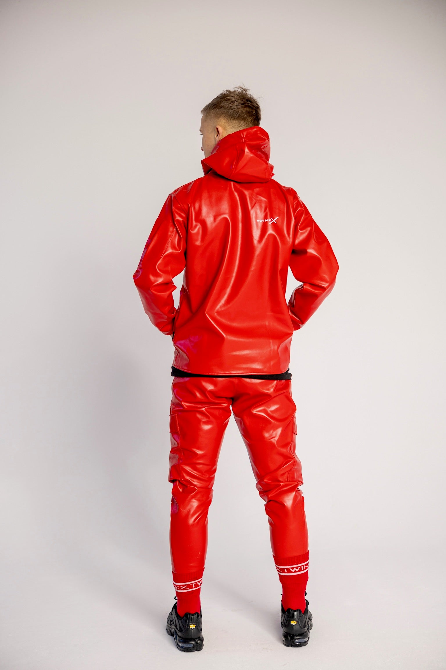 pants "adonis x fire red vegan leather"