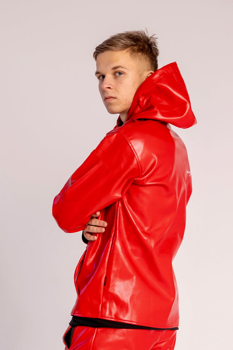 hoodie "adonis x fire red vegan leather"