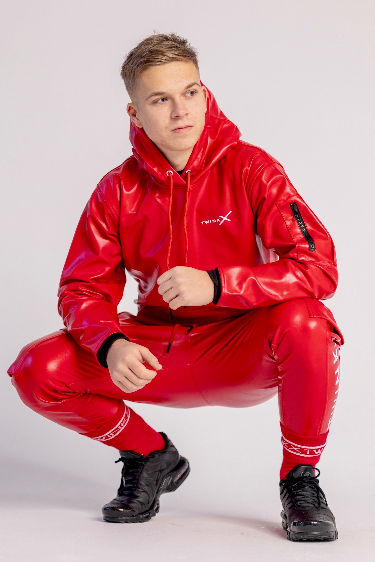 hoodie "adonis x fire red vegan leather"