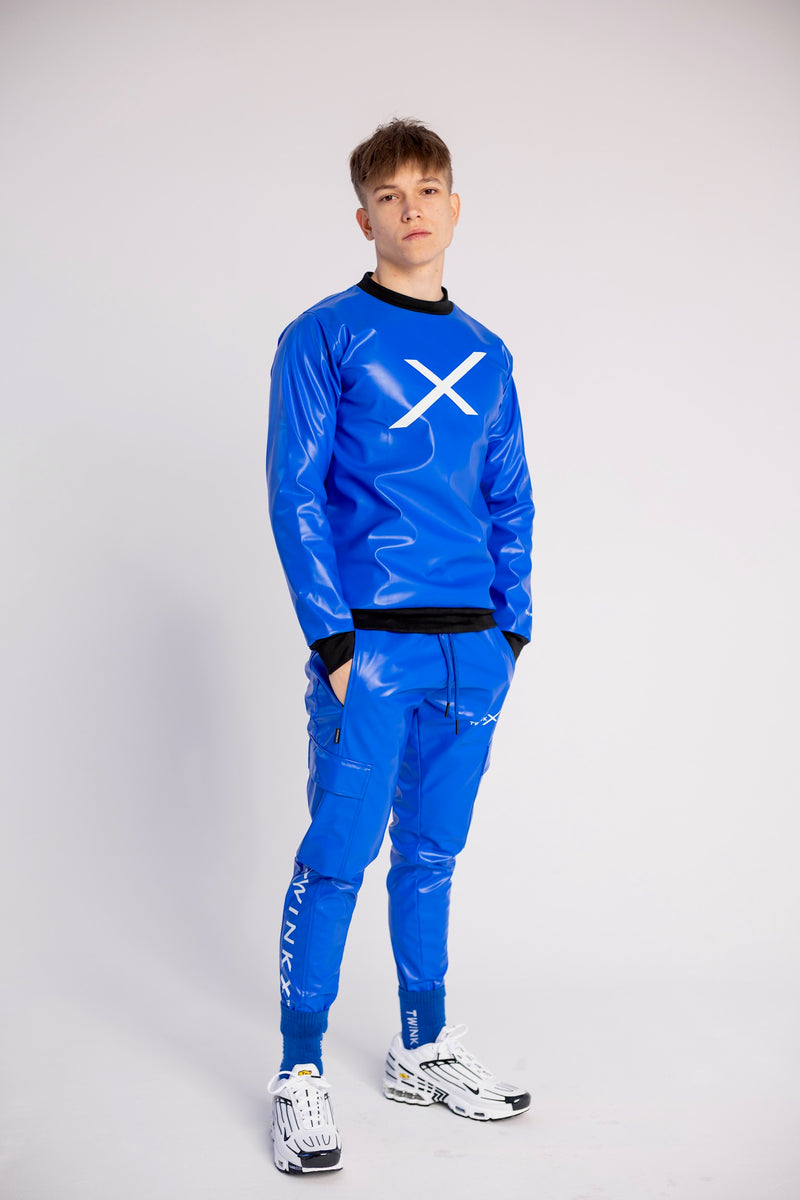 pullover "adonis x sky blue vegan leather"