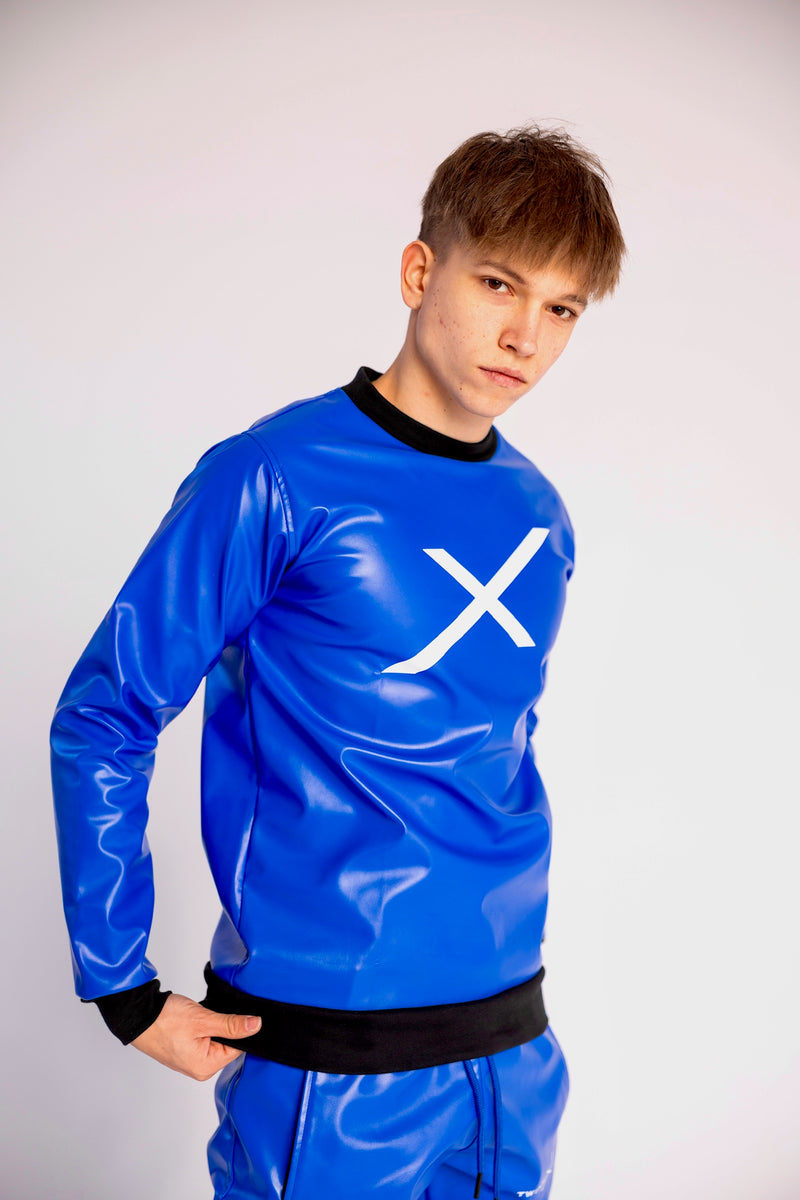 pullover "adonis x sky blue vegan leather"