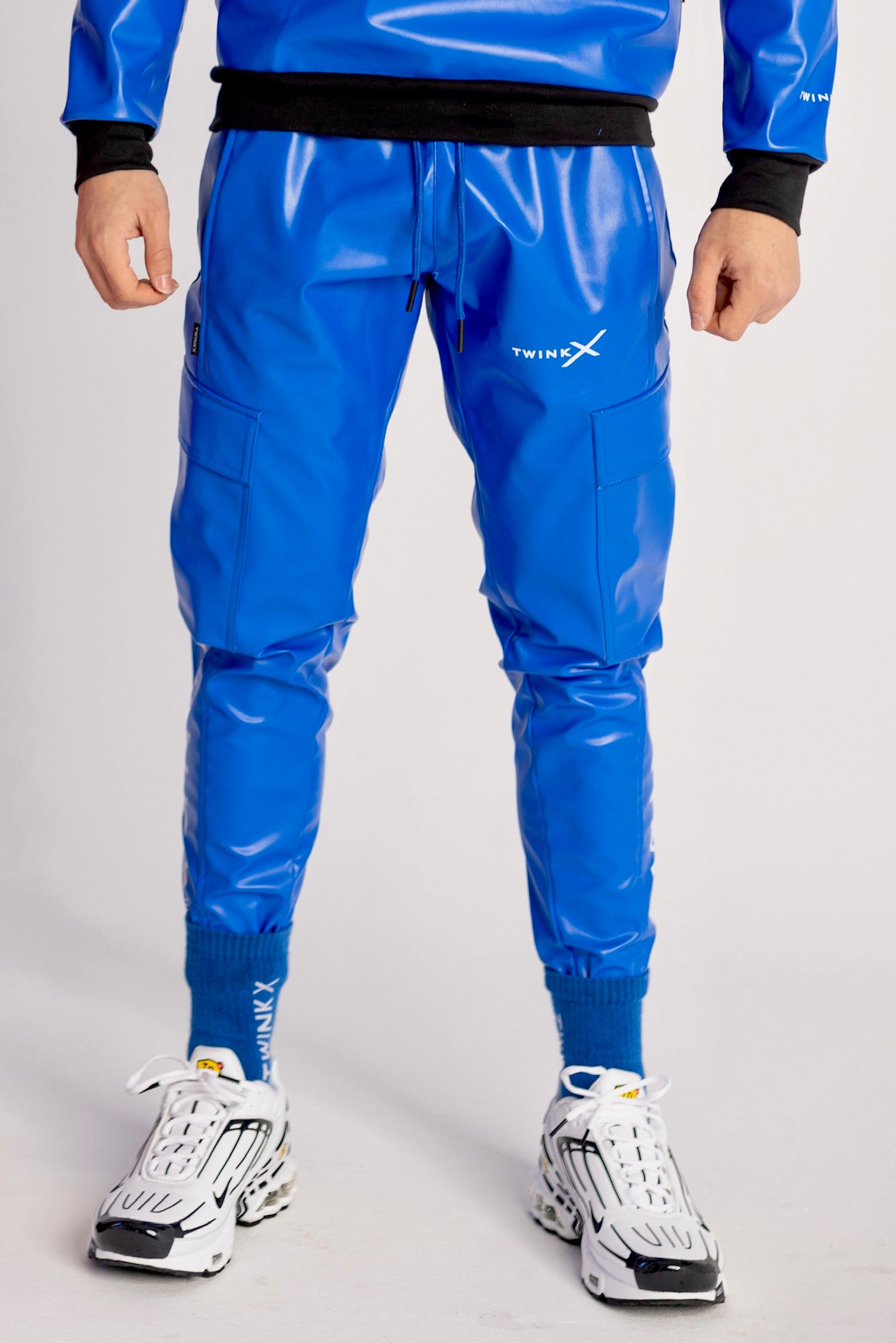 pants "adonis x sky blue vegan leather"